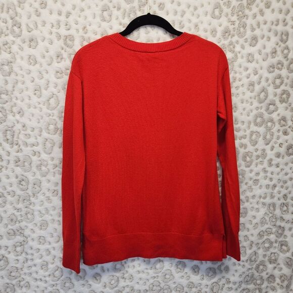 GAP Red Merino Wool Blend Split Side Seam Crewneck Sweater XSMALL - Picture 6 of 9